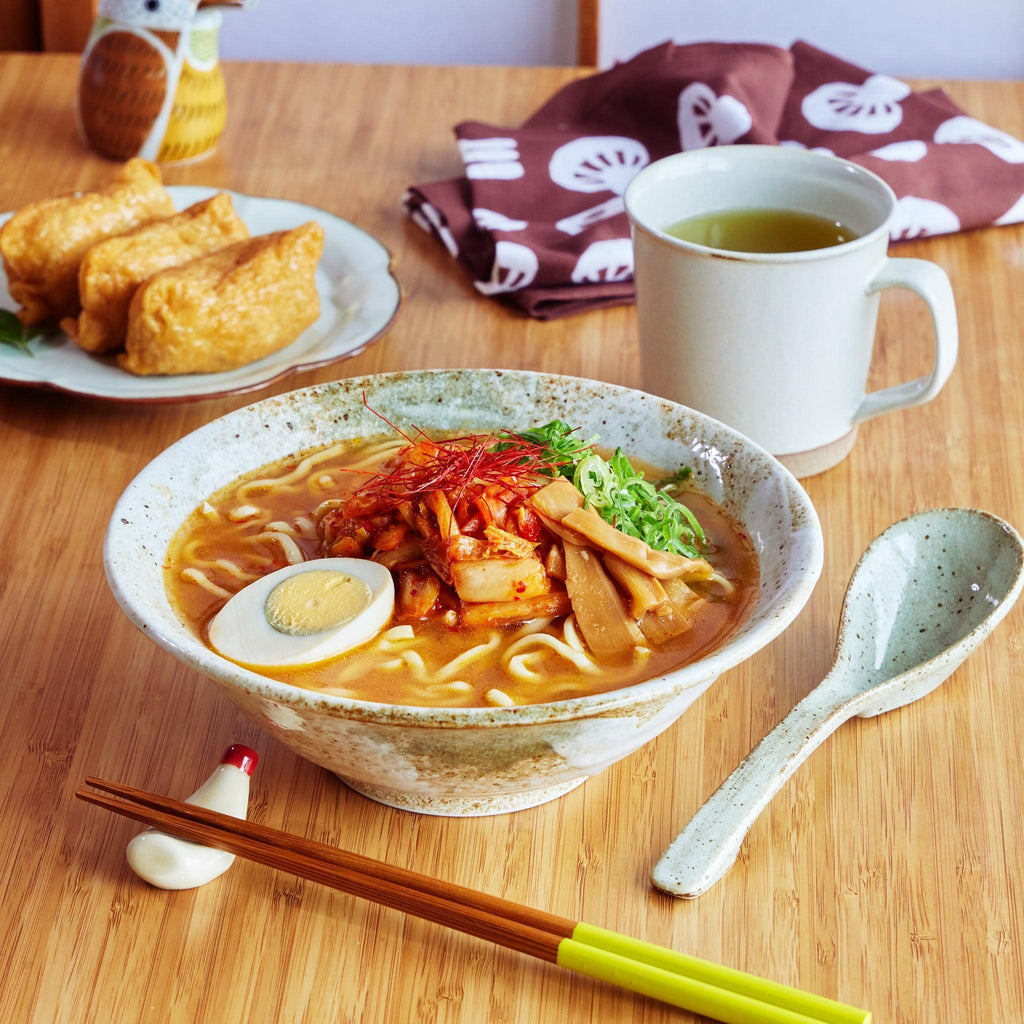 Rustic Earth-Tone Flared Small Ramen Bowl