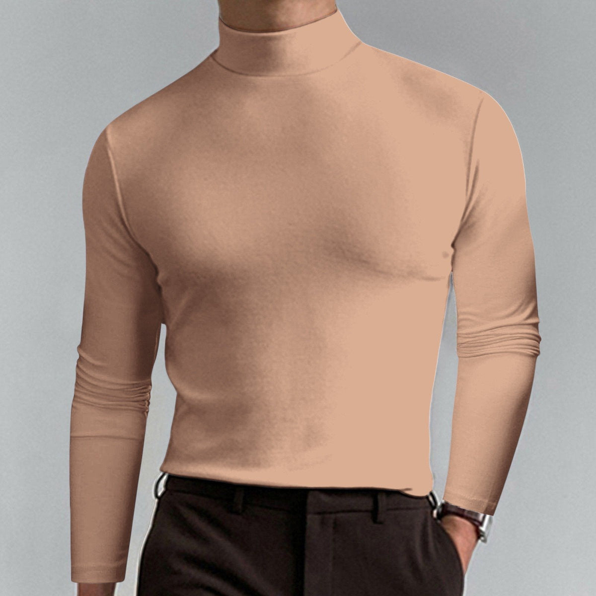 🔥HOT SALE 60% OFF🔥Mens High Neck Slim Fit Long Sleeve T-shirt