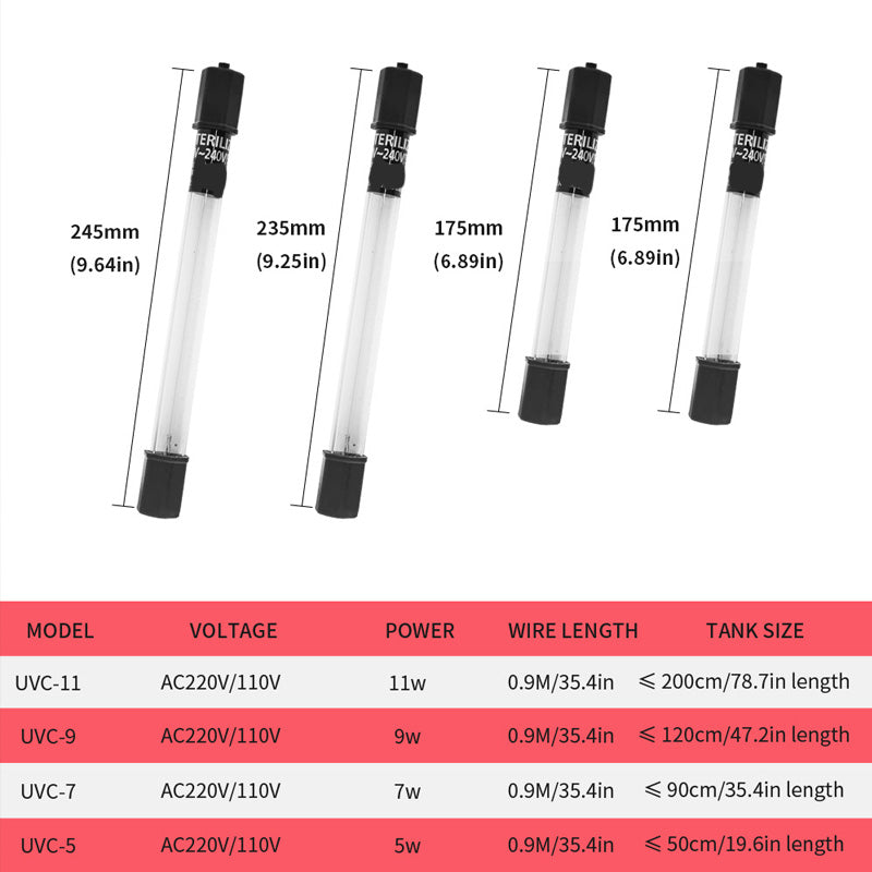 Timed UV Sterilizer for Fish Tank Water Disinfection